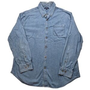 Crofts & Barrows Denim Shirt Mens XL Blue Light Wash Jean Button Long Sleeve